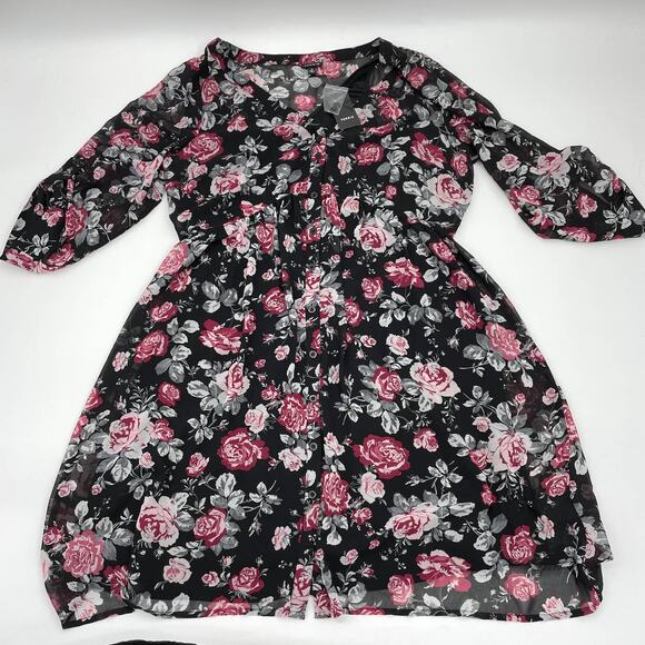 New TORRID Chiffon Floral Pullover Lined Dress Torrid Sz 0 / US Sz L [See Note] - Picture 1 of 11